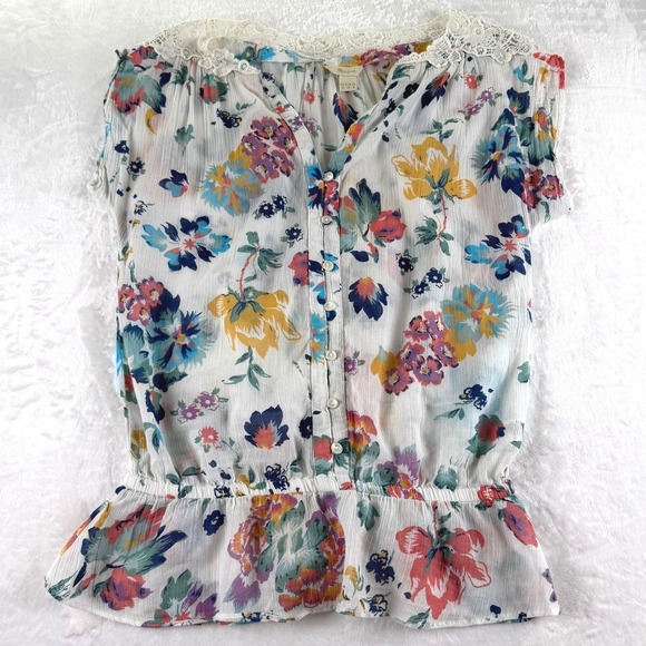 Vintage Monsoon Floral Peplum Top Cottagecore Prairie Romantic Boho Size 6 - Picture 5 of 9